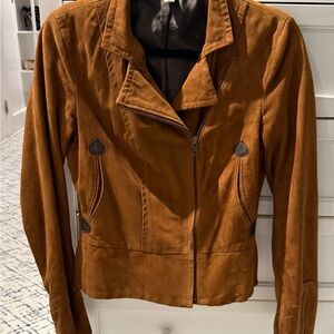 Diane Von Furstenberg Tan Suede Moto Jacket